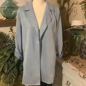 Love Tree faux suede light blue jacket with pockets Size Small oversized